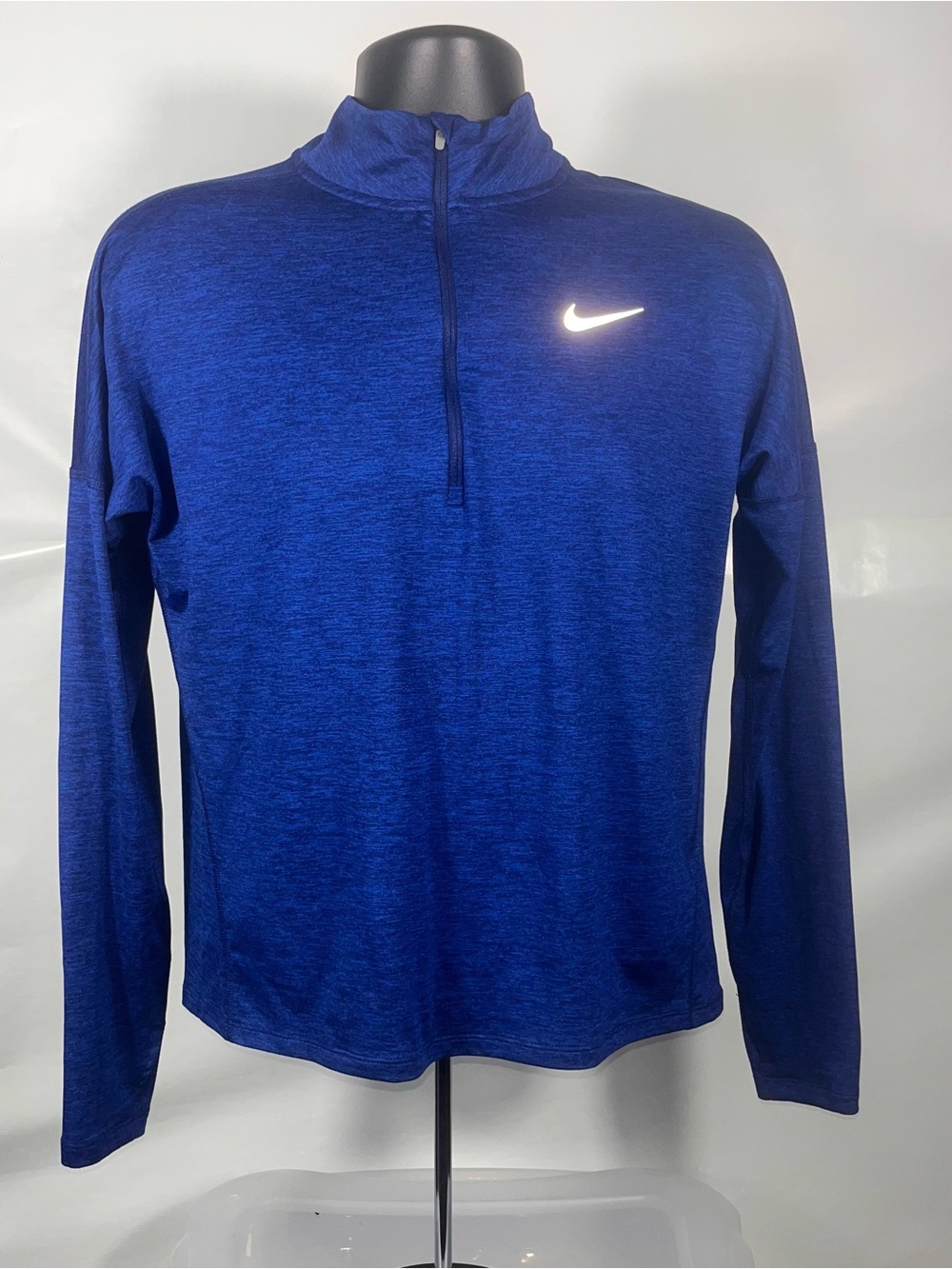 Nike Men Pullover M 1/4 Zip Running Blue Performance Dri Fit Stretch Athletic